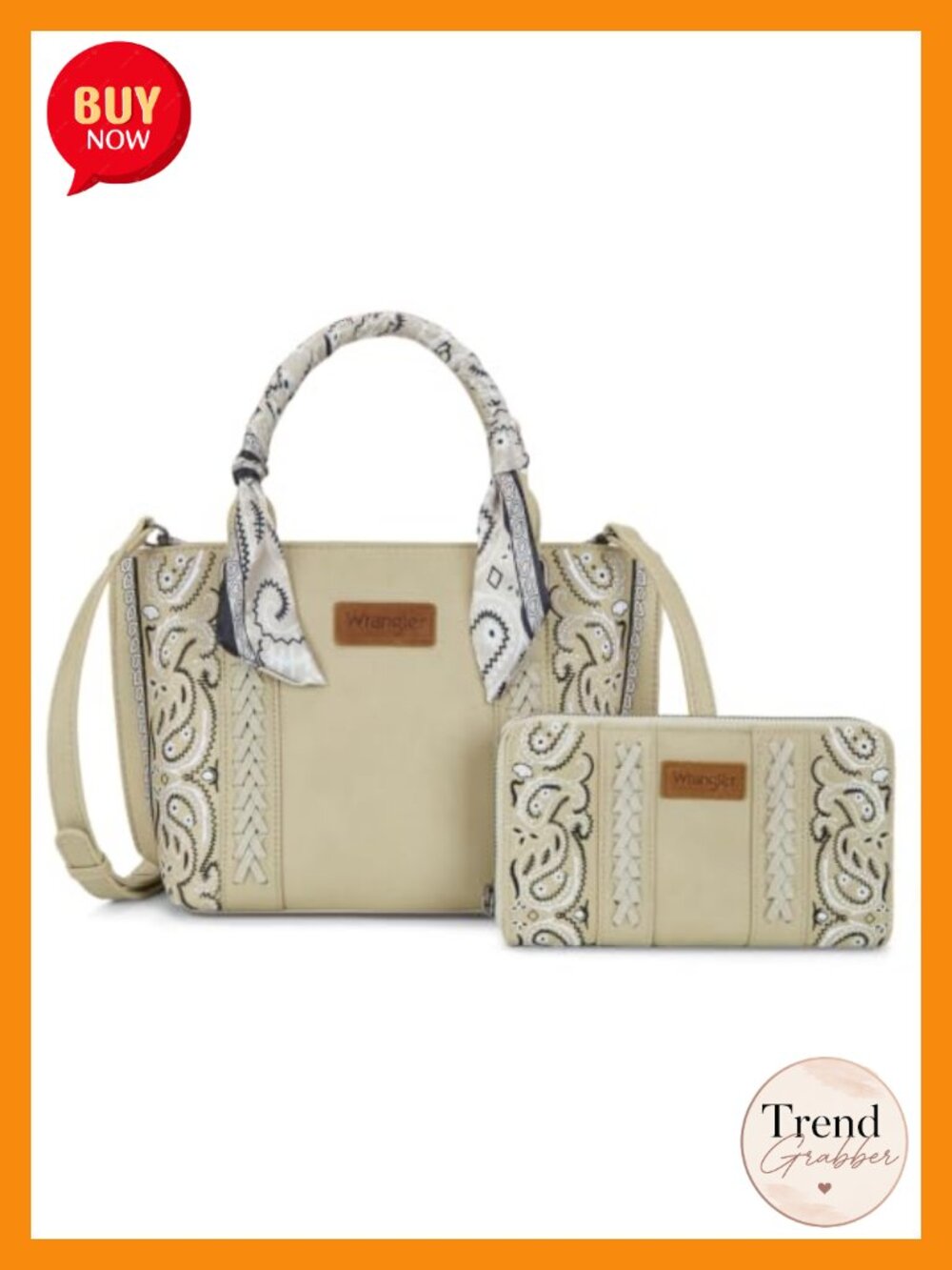 Western Handbag Set, Paisley Bandana Print Braided Tote Satchel Purse + Zip